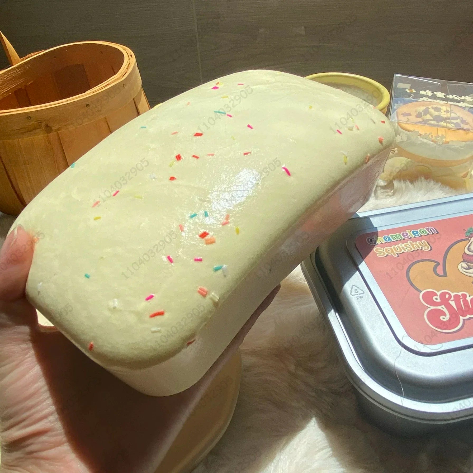 Sticky Box Cake Squishy Toy Slow Rising Moist Ice Cream Box Fidget Toys anti Stress Relief ASMR Sensory Toys for Kids and Adult