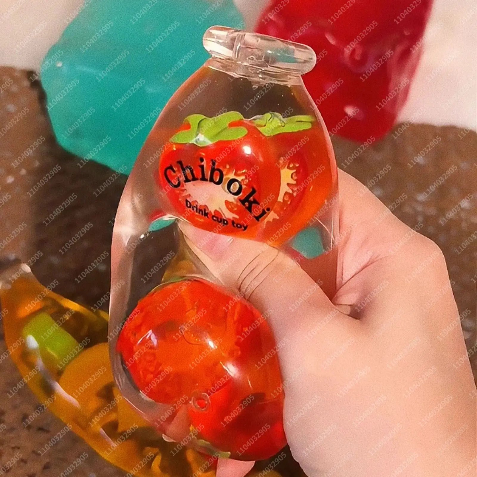Fruit Hard Candy Glass Bottle Stress Ball Transparent Bottle Fidget Toys Milk Drink Squishy ASMR Sensory anti Stress for Adults