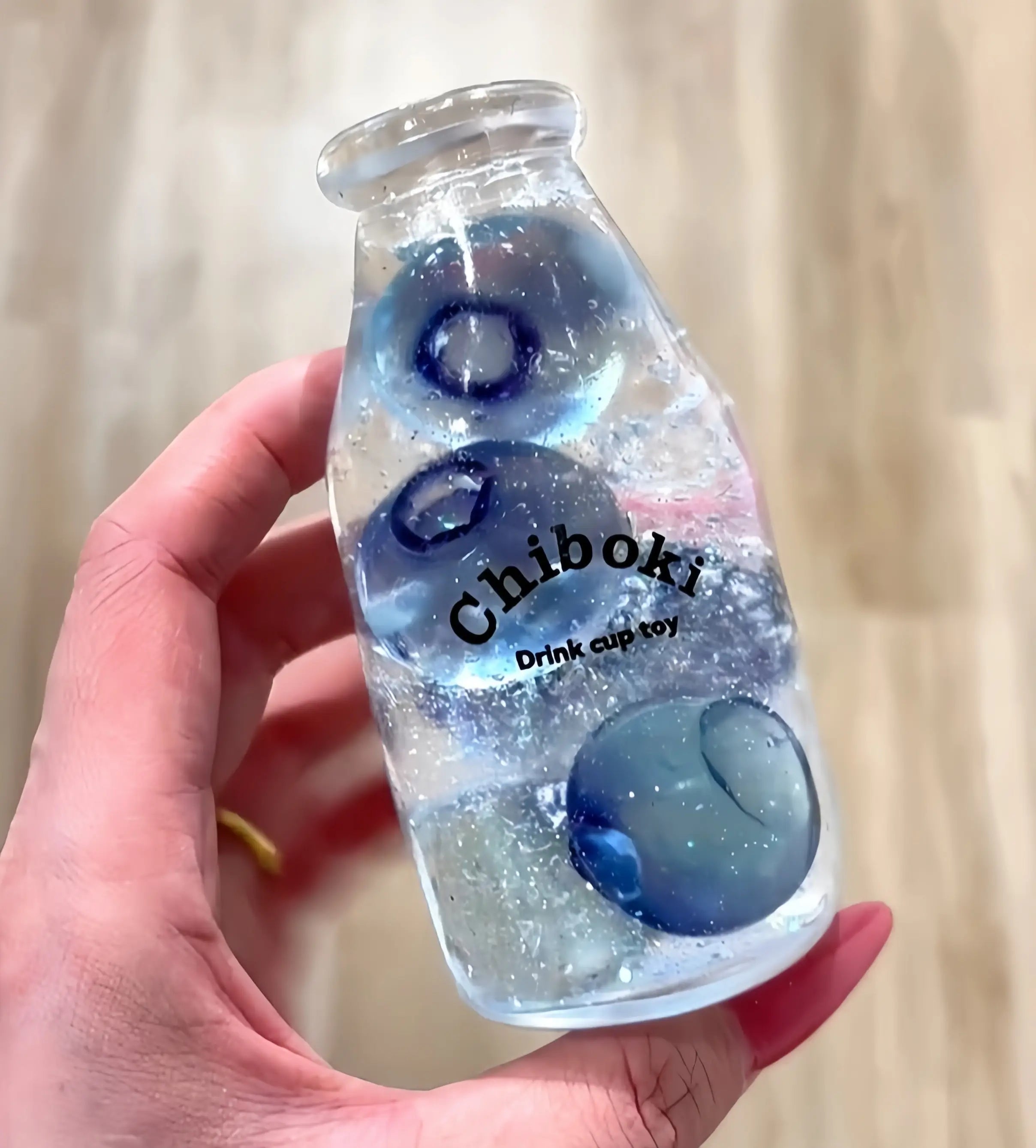 [CHIBOKI] Clear Bottle Squishy Ball – Handmade Stress Relief Desk Toy | Crystal & Soda Bottle