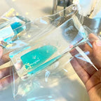 Mint Layered Quicksand Silicone Squishy - Large Rectangular Strip with Fine Glitter