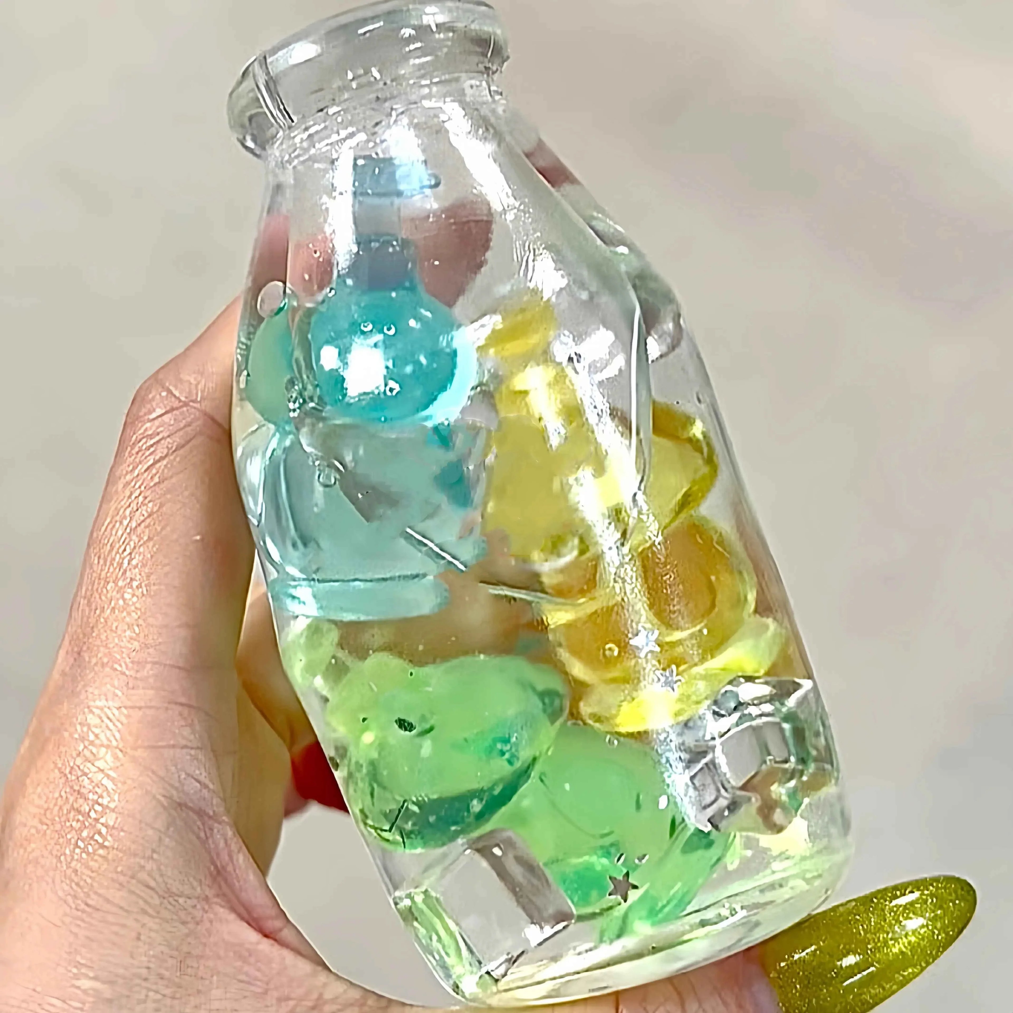 [CHIBOKI] Clear Bottle Squishy Ball – Handmade Stress Relief Desk Toy | Crystal & Soda Bottle