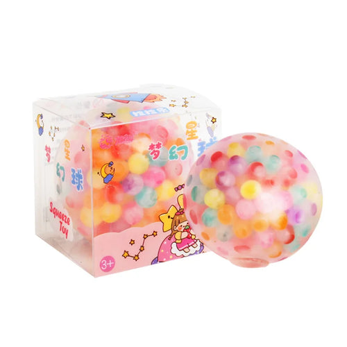 6CM Squishy Rainbow Bead Pressure Ball Squeeze Toy Creative Vent Ball Decompression Toy TPR Pinch Le Grape Ball for Adult Toys